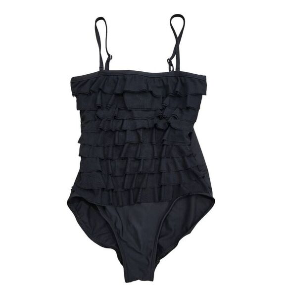 Magic Suit Swimsuit Women's Medium Black Ruffled Spaghetti Strap Beach Summer - Picture 1 of 7